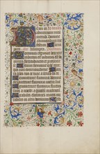 Decorated Text Page; Bruges, illuminated, Belgium; 1450s; Tempera colors, gold leaf, gold paint, and ink on parchment; Leaf: 26