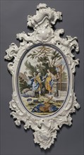 Plaque Depicting Jacob Choosing Rachel to be His Bride; Alcora Ceramic Factory, Spanish, active 1727 - about 1858, After