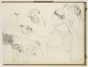 Sketches of Procession; Edgar Degas, French, 1834 - 1917, about 1877; Graphite