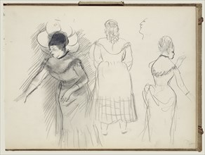 Sketches of Café Singers; Edgar Degas, French, 1834 - 1917, about 1877; Graphite, charcoal; 24.8 x 33 cm, 9 3,4 x 13 in