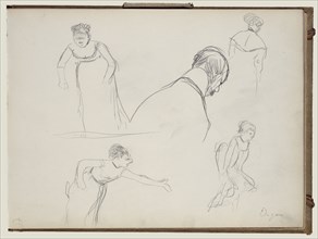 Five Rapid Sketches; Edgar Degas, French, 1834 - 1917, about 1877; Graphite