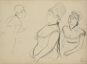 Three Sketches; Edgar Degas, French, 1834 - 1917, about 1877; Graphite