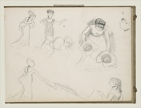 Sketches of Café Singers; Edgar Degas, French, 1834 - 1917, about 1877