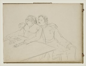 Brothel Scene; Edgar Degas, French, 1834 - 1917, about 1877; Graphite