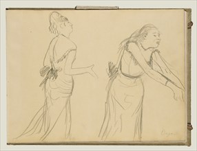 Sketches of a Café Singer; Edgar Degas, French, 1834 - 1917, about 1877; Graphite