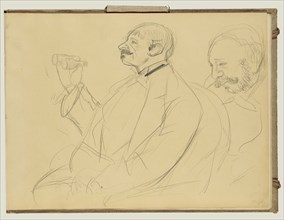 Opera Fan and Ernest Reyer; Edgar Degas, French, 1834 - 1917, about 1877; Graphite