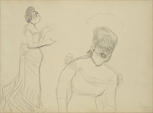 Sketches of a Café Singer; Edgar Degas, French, 1834 - 1917, about 1877; Graphite