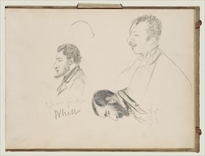 Sketches of Men in Profile; Edgar Degas, French, 1834 - 1917, about 1877; Graphite