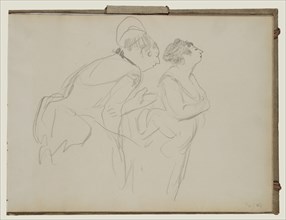 Sketches of Café Singers; Edgar Degas, French, 1834 - 1917, 1877; Graphite; 26 x 34.9 cm, 10 1,4 x 13 3,4 in