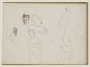 Sketches of Café Singers; Edgar Degas, French, 1834 - 1917, 1877; Graphite; 26 x 34.9 cm, 10 1,4 x 13 3,4 in