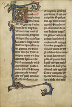 Decorated Initial V; Thérouanne ?, France, formerly Flanders, fourth quarter of 13th century, after 1277, Tempera colors, pen