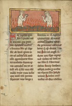 A Man and a Woman among Burning Stones; Thérouanne ?, France, formerly Flanders, fourth quarter of 13th century, after 1277