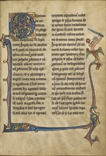 Decorated Initial Q; Thérouanne ?, France, formerly Flanders, fourth quarter of 13th century, after 1277, Tempera colors, pen