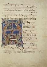 Initial M: The Death of Saint Dominic; Bolognese Illuminator of the First Style; Bologna, Emilia-Romagna, Italy; about 1265