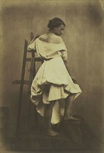 Model in a White Dress with Easel; Franck Chavassaigne, French, active 1850s, about 1853 - 1857; Albumen silver print