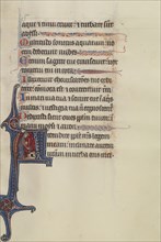 Initial A: Moses Striking a Rock; Bute Master, Franco-Flemish, active about 1260 - 1290, Northeastern, illuminated, France