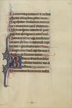 Initial B: David as a Knight; Bute Master, Franco-Flemish, active about 1260 - 1290, Paris, written, France; illumination