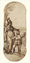 Minerva Shows Taddeo the Prospect of Rome; Federico Zuccaro, Italian, about 1541 - 1609, about 1595; Pen and brown ink, brush
