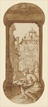 Taddeo Drawing after the Antique; In the Background Copying a Façade by Polidoro; Federico Zuccaro, Italian, about 1541 - 1609