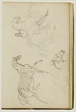 Three Horse Studies; Théodore Géricault, French, 1791 - 1824, 1812 - 1814; Graphite; 15.2 x 10.6 cm