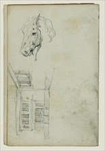 Horse Head, View of a Courtyard; Théodore Géricault, French, 1791 - 1824, 1812 - 1814; Graphite; 15.2 x 10.6 cm, 6 x 4 3,16 in