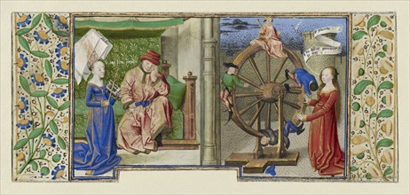 Philosophy Consoling Boethius and Fortune Turning the Wheel; Coëtivy Master, Henri de Vulcop?, French, active about 1450 - 1485