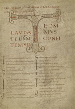 Decorated Initial T; Northern Italy, Italy; third quarter of 9th century; Iron gall and red lead, minimum, inks applied with pen
