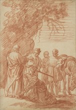 The Prophet Elisha and the Shunammite Woman; Claes Cornelisz. Moeyaert, Dutch, 1591 - 1655, about 1630; Red chalk, brown ink