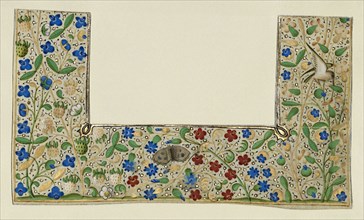 Decorated Border Fragments; Paris, France; about 1460 - 1470; Tempera colors, gold leaf, and gold paint on parchment; Ms. 42