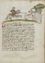 A Horseman Following a Stag Which has Been Captured in a Net; Trier, probably, Germany; third quarter of 15th century; Pen