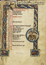 Zodiacal Sign of Capricorn; Engelberg, Switzerland; third quarter of 13th century; Tempera colors and gold leaf on parchment