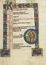 Zodiacal Sign of Virgo; Engelberg, Switzerland; third quarter of 13th century; Tempera colors and gold leaf on parchment