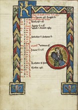 Zodiacal Sign of Aquarius; Engelberg, Switzerland; third quarter of 13th century; Tempera colors and gold leaf on parchment