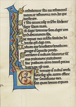 Decorated Initial E; Engelberg, Switzerland; third quarter of 13th century; Tempera colors and gold leaf on parchment; Leaf