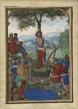 The Martyrdom of Saint Sebastian; Simon Bening, Flemish, about 1483 - 1561, Bruges, Belgium; about 1535–1540; Tempera colors
