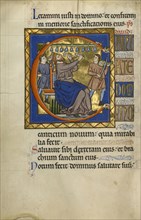 Initial C: David Playing Bells; Master of the Ingeborg Psalter, French, active about 1195 - about 1210, Noyon, probably