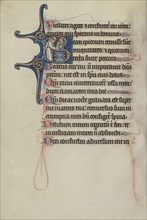 Initial B: A Priest Baptizing a Child; Bute Master, Franco-Flemish, active about 1260 - 1290, Northeastern illuminated