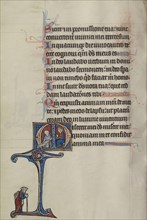 Initial M: Saul and a Fool; Bute Master, Franco-Flemish, active about 1260 - 1290, Paris, written, France; illumination