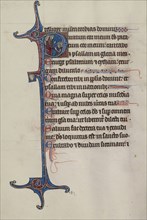 Initial P: David Addressing a Group; Bute Master, Franco-Flemish, active about 1260 - 1290, Paris, written, France