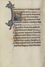 Initial L: A Woman Praying with a Book; Bute Master, Franco-Flemish, active about 1260 - 1290, Paris, written, France