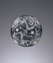 Lentoid engraved seal; Greece; about 1350 B.C. - 1100 B.C; Steatite; 2 × 0.8 cm, 13,16 × 5,16 in