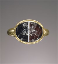 Sphinx; Roman Empire; gem 1st century B.C; ring modern; Gem: sardonyx; Ring: gold; 1.4 × 1.1 cm, 9,16 × 7,16 in