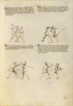 Combat with Sword; Fiore Furlan dei Liberi da Premariacco, Italian, about 1340,1350 - before 1450, Venice, Italy; about 1410