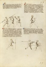 Combat with Sword, Staff, and Lance; Fiore Furlan dei Liberi da Premariacco, Italian, about 1340,1350 - before 1450, Padua