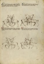 Equestrian Combat with Sword; Fiore Furlan dei Liberi da Premariacco, Italian, about 1340,1350 - before 1450, Venice, Italy