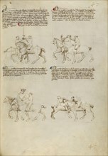Equestrian Combat with Sword and Unarmed Equestrian Combat; Fiore Furlan dei Liberi da Premariacco, Italian, about 1340,1350