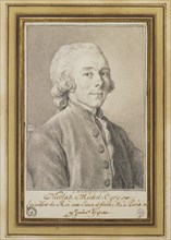 Portrait of Nicolas Michel Cury; Charles-Nicolas Cochin II, French, 1715 - 1790, 1785; Black chalk; 15.6 x 9.5 cm