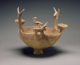 Bowl with Cattle and a Vulture; Cyprus; 2300 - 1900 B.C; Terracotta; 34.6 x 30 cm, 13 5,8 x 11 13,16 in