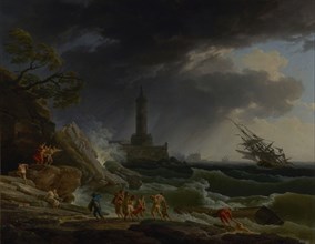 A Storm on a Mediterranean Coast; Claude-Joseph Vernet, French, 1714 - 1789, 1767; Oil on canvas; 113 x 145.7 cm