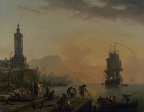 A Calm at a Mediterranean Port; Claude-Joseph Vernet, French, 1714 - 1789, 1770; Oil on canvas; 113 x 145.7 cm